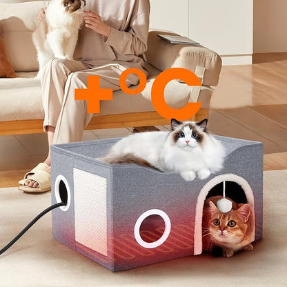 Indoor Heated Cat House, Adjustable Temperature Cat Heating Bed - Image 7