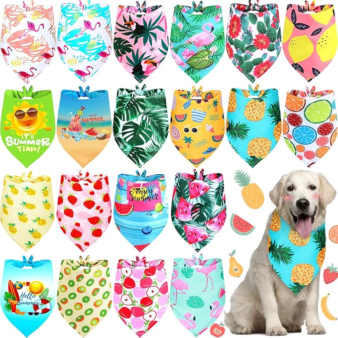 Frienda 20 Pcs Summer Spring Dog Bandanas Hawaiian Style Washable Triangle Pet by Frienda