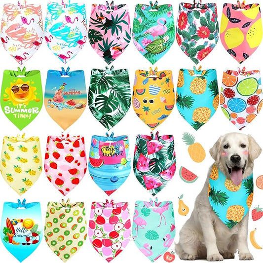 Frienda 20 Pcs Summer Spring Dog Bandanas Hawaiian Style Washable Triangle Pet by Frienda