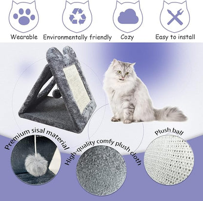 Fhiny Triangle Cat Scratching Post, Natural Sisal Cat Standing Scratch Board - Image 2