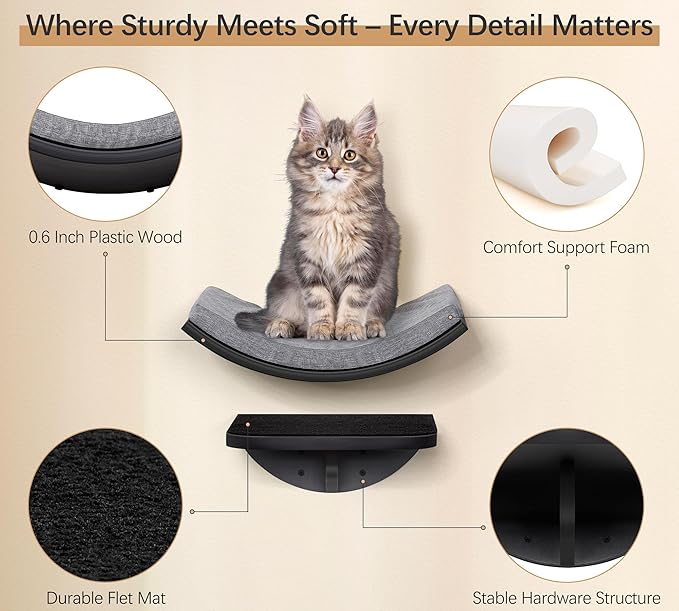 Curved Cat Wall Hammock Bed - Image 3