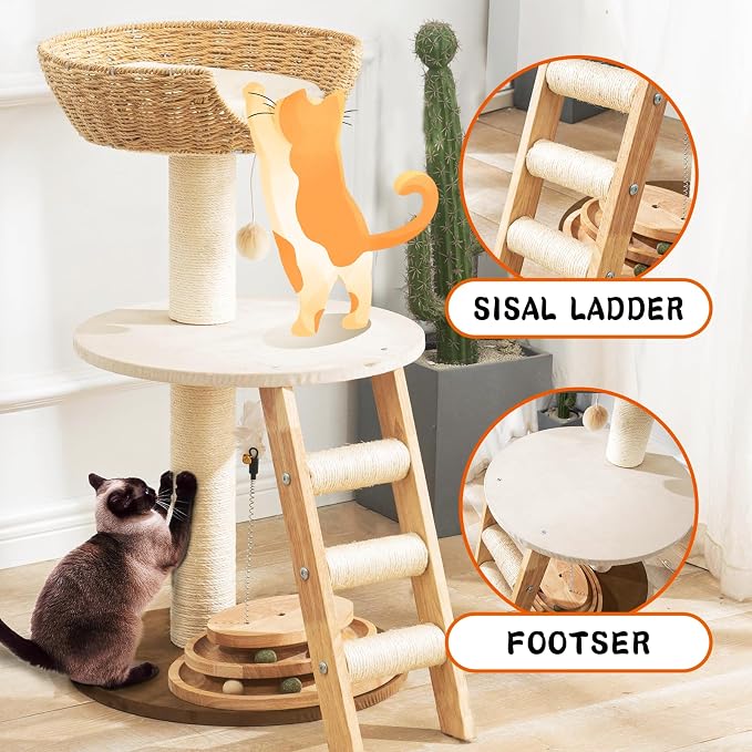 Natural Wood Modern Cat Tree - Image 4