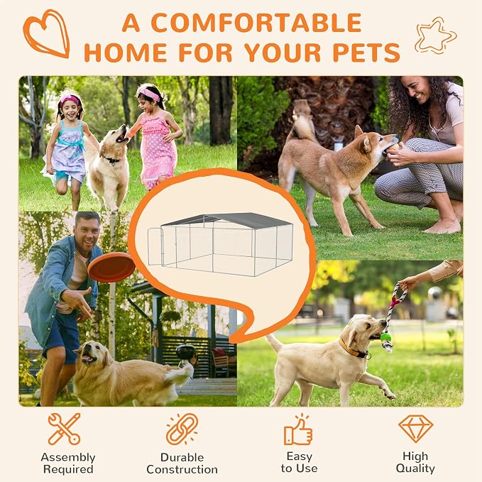 PawHut Outdoor Dog Kennel, Heavy Duty Dog Run Outdoor Fence - Image 6