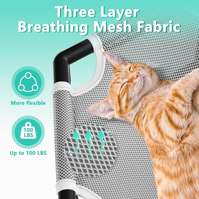 Tresbro Elevated Cat Hammock Bed, Hexagon Raised Cat Swing Bed - Image 2