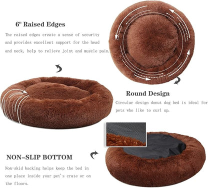 Calming Dog Bed for Medium Dogs Washable Donut 30 inches Anti-Slip Pet Bed - Image 4