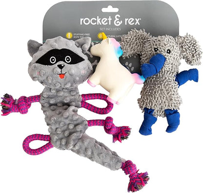 rocket & rex Dog Chew Toy Set for Small to Medium Breeds, Includes a Stuffing by rocket+%26+rex