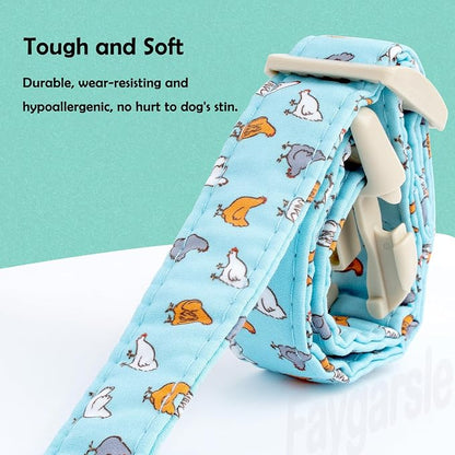 Faygarsle Funny Chicken Pattern Dog Collar, Cotton Fabric, Light Blue - Image 3