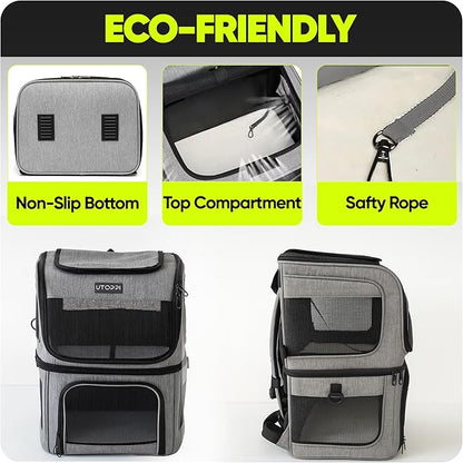 Cat Backpack Carrier for 2 Cats, Kittens or Small Dogs, Foldable & Breathable - Image 7
