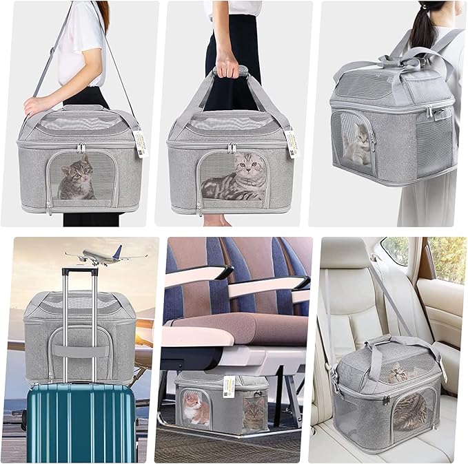 Large Cat Carrier for 2 Cats, Soft Side Pet Carrier for Cats Small Dog - Image 3