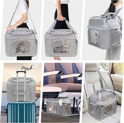 Large Cat Carrier for 2 Cats, Soft Side Pet Carrier for Cats Small Dog - Image 3