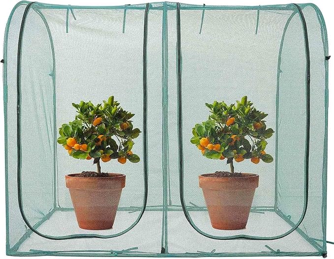 Poray Large Tunnel 73''x37''x61''Plant Netting Cover, 5FT Tall Crop Cage Tomato - Image 2