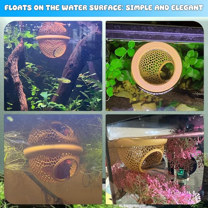 Floating Betta Hide & Shrimp Cave – 3D Printed Aquarium Hammock, Feeder & Rest - Image 8