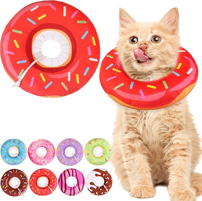 Cat Cone Collar Soft, Cute Cat Donut Collar After Surgery, Adjustable Kitten by Unknown