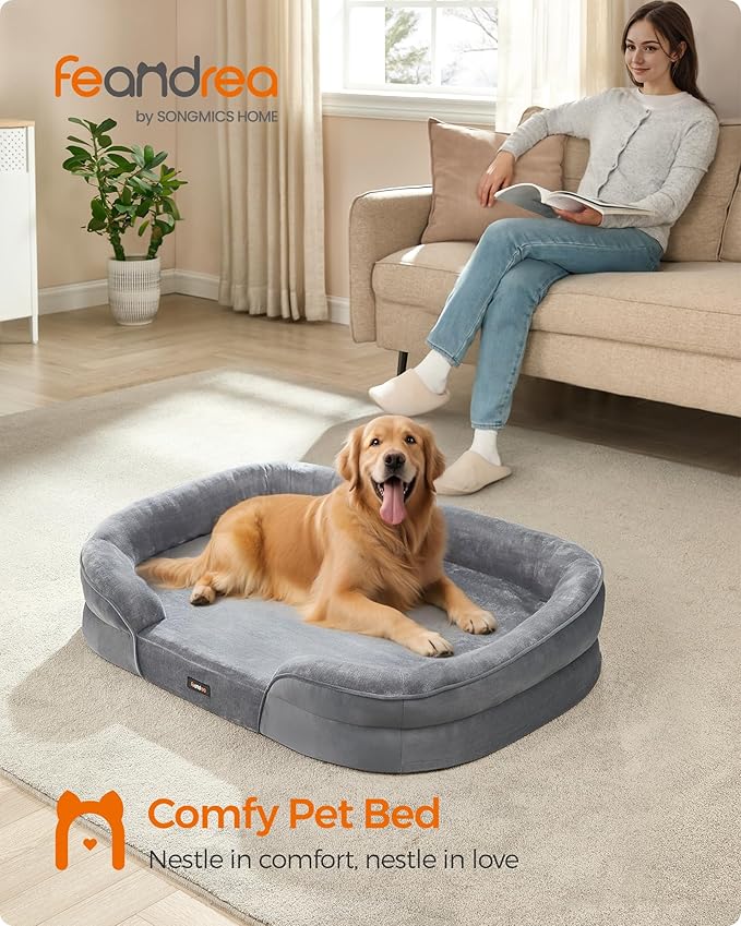 Feandrea Dog Bed, Large Orthopaedic Dog Sofa Bed, Egg Crate Foam, Waterproof - Image 2