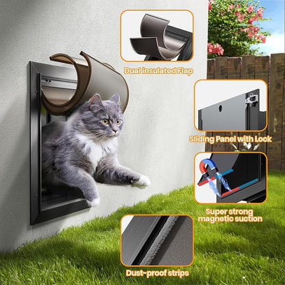 Cat Door for Wall, All Aluminum Doggy Doggie Pet Door Small Dog Door, - Image 3