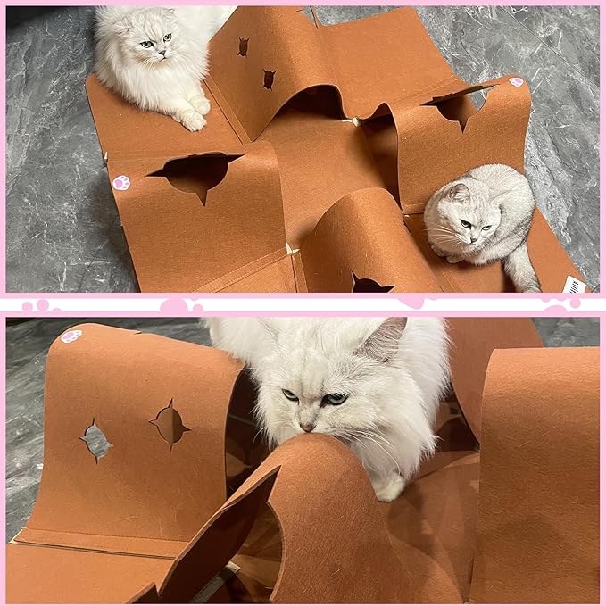Interactive Cat Tunnel Mat for Indoor Cats, 4-Way Felt Cat Cave - Image 10