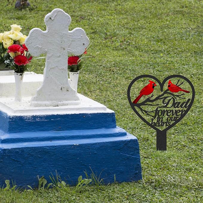 Dad Grave Decorations for Cemetery, Metal Sympathy Memorial Stakes for Loss of - Image 3