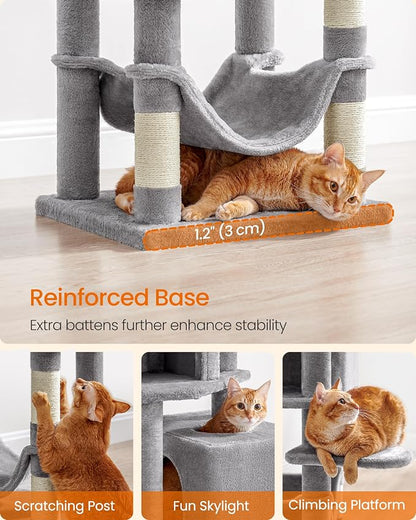 Feandrea Cat Tree, 59.5-Inch Tall Cat Tower, Plush Multi-Level Condo - Image 7