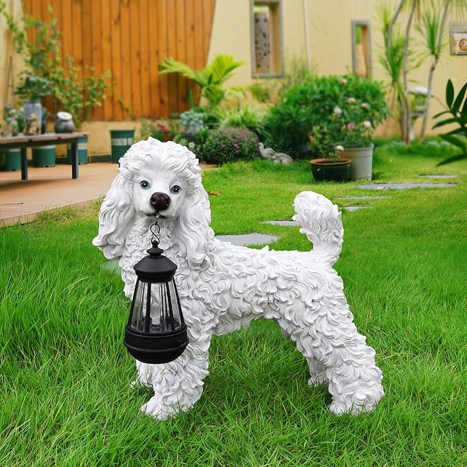 Poodle Statue Outdoor Decorations – Dog Statues Outdoor Standing White Poodle - Image 6