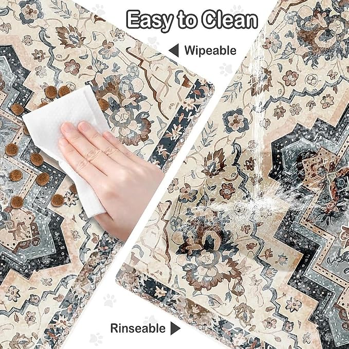 Dog Food Mat for Pet Cat Food Mat, Boho Absorbent Quick Dry Dog Bowl Mats for - Image 5