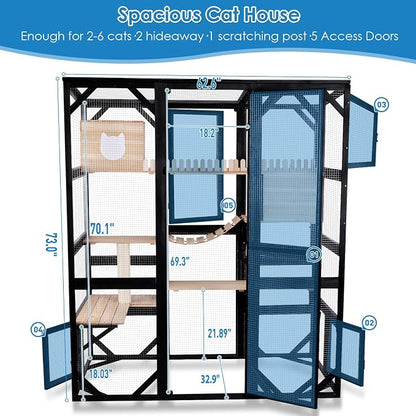 Large Catio Outdoor Cat Enclosure Window 73" H Walk-in Cat House Kitty Cage - Image 7