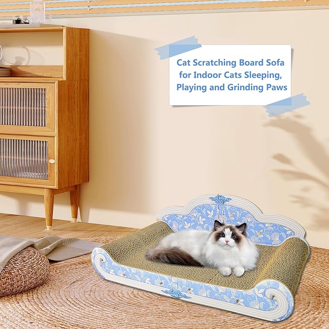 Luxury Cardboard Cat Scratcher Sofa Bed, Couch Shaped Cat Scratching Board - Image 7