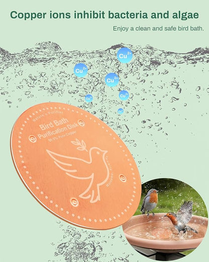 Bird Bath Purification Disk Pure Copper Outside Winter Solar Power Birdbath - Image 2