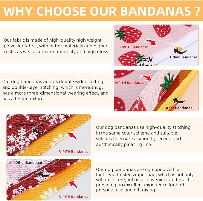 Summer Spring Dog Bandanas 2PCS, Premium Durable Fabric Dog Scarf Bid - Image 3