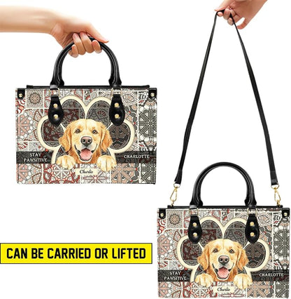 Personalized Pet Mom Leather Handbag – Custom Name Dog Cat Photo Purse - Image 5