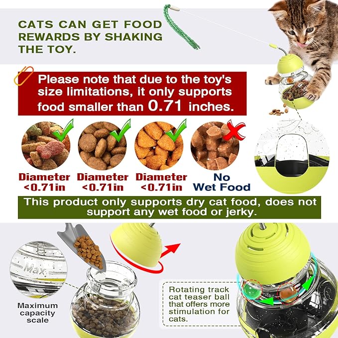 Cat Toy for Indoor Cats Wobble Treat Dispenser Ball Kitten Food Dispenser & - Image 5