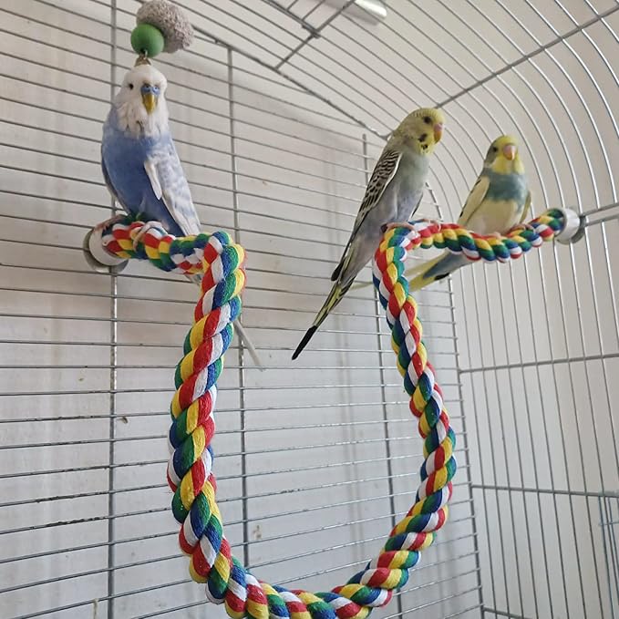 Bird Rope Perches for Parrots, Cockatiels, Budgie Cages Comfy Birds Colorful - Image 4