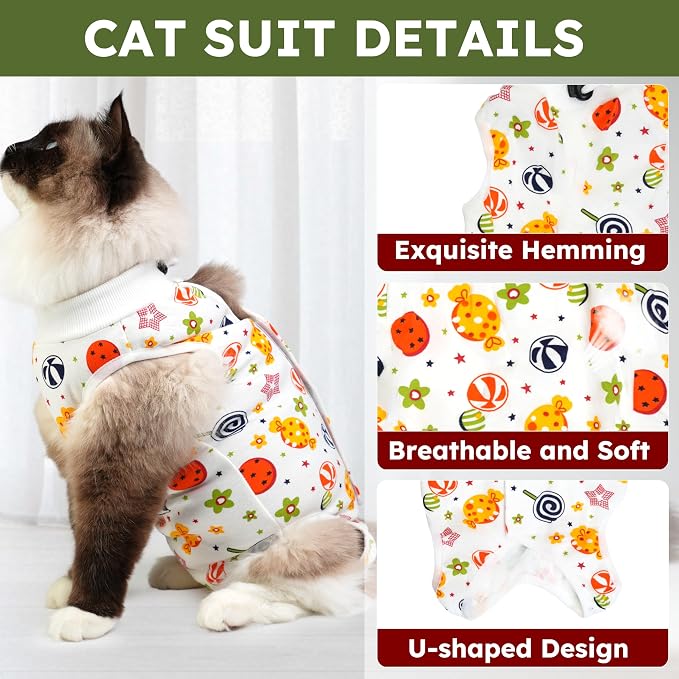 Cat Recovery Suit for Spay Abdominal Wounds, Breathable Cat Onesie for Cats - Image 5