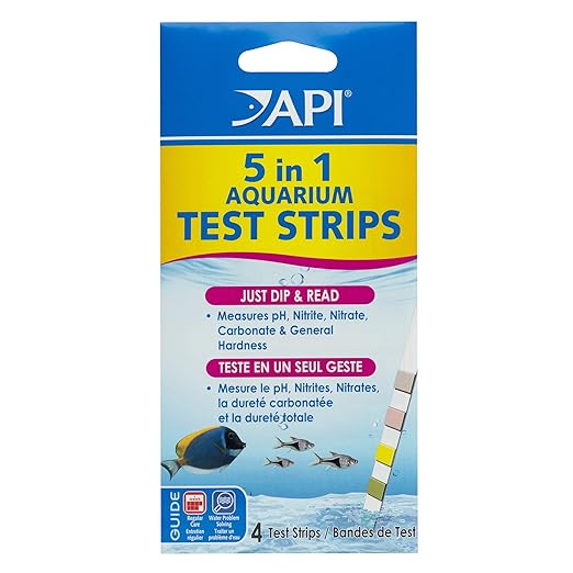API 5-IN-1 TEST STRIPS Freshwater and Saltwater Aquarium Test Strips 4-Count Box by API