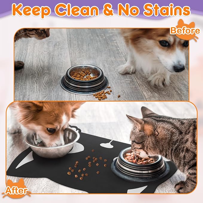 Pet Mats for Food and Water Dog Cat Food Mats Pet Feeding Mat Anti-Slip No - Image 3