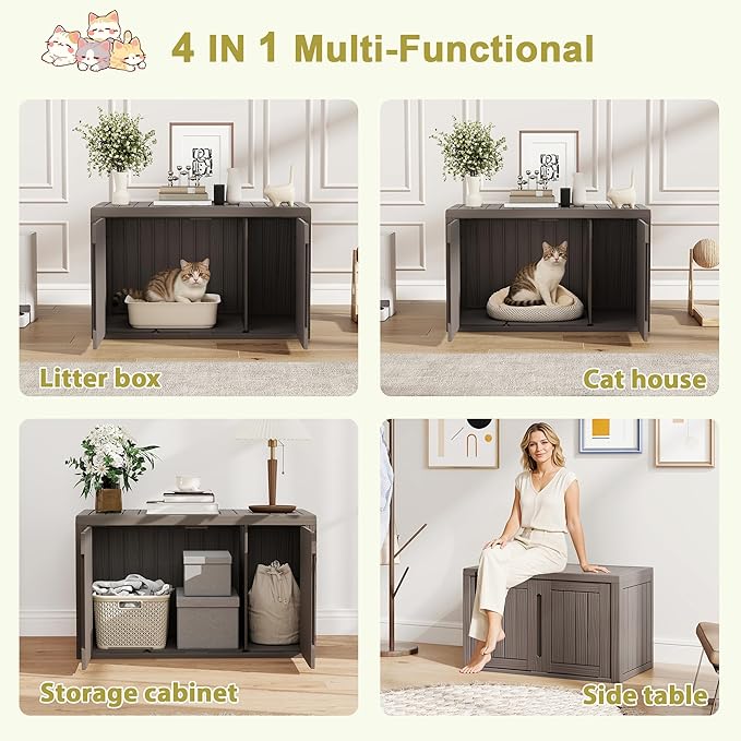 Cat Litter Box Enclosure, Hidden Enclosed Litter Box Furniture - Image 5