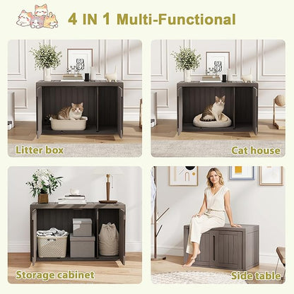Cat Litter Box Enclosure, Hidden Enclosed Litter Box Furniture - Image 5