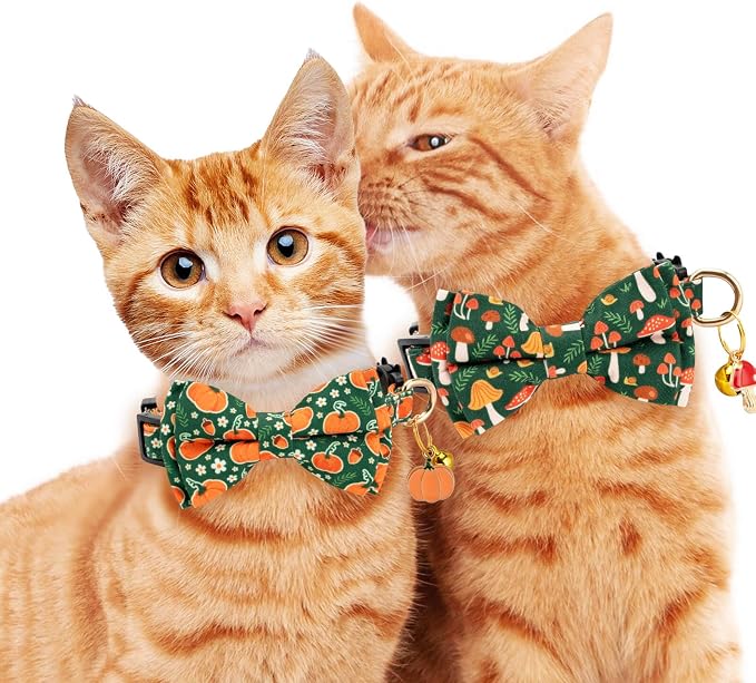 2 Pack Cotton Cat Collar with Bow Tie and Bell - Image 6