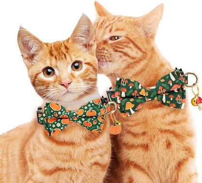 2 Pack Cotton Cat Collar with Bow Tie and Bell - Image 6
