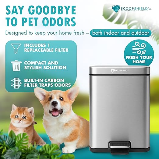 6L Outdoor and Indoor Pet Waste Container, Stainless Steel Can. Lid Opens - Image 3