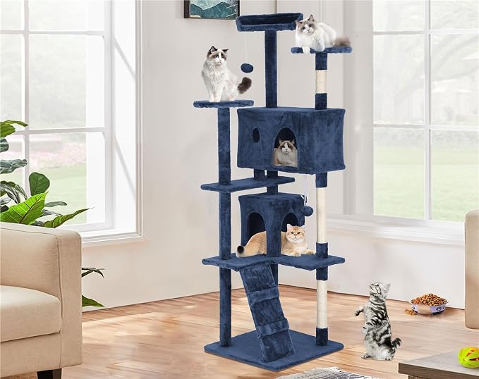 Heavy Duty Cat Tree Tower, Cat Condo, Hanging Ball by BORGEBY
