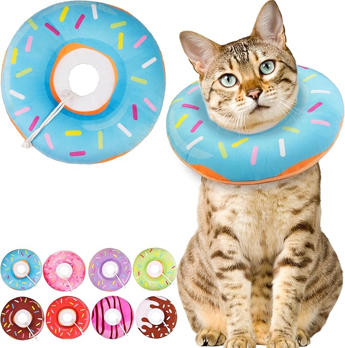 Cat Cone Collar Soft, Cute Cat Donut Collar After Surgery, Adjustable Kitten by Unknown