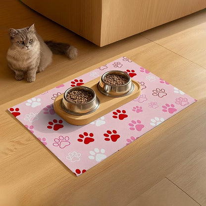 Puppy Paw Print Pet Feeding Mat 24x16 Inch Cute Pet Feeding Area Mat Pet Food - Image 9