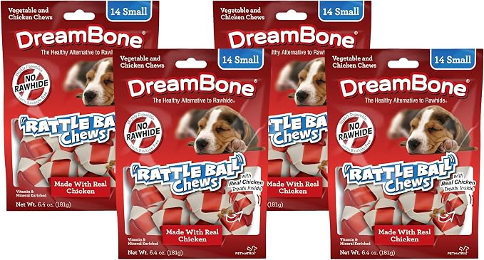 DreamBone RattleBall Small Chews, Rawhide-Free Chews by Dreambone