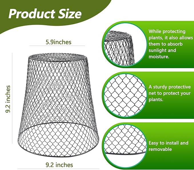 Anothera 20Pcs Chicken Wire Cloche Plant Covers, 9.2×9.2 Inches Plant - Image 3