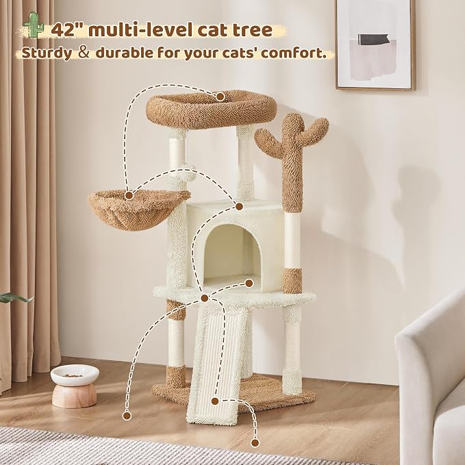 Yaheetech Cactus Cat Tree, 42in Cat Tower - Image 6