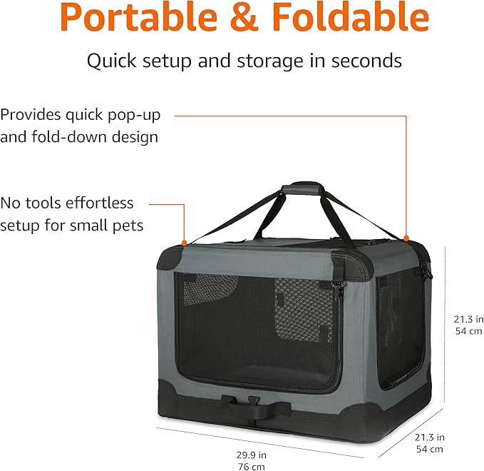 Amazon Basics 4-Door Portable Folding Soft Dog Crate, Collapsible Travel Kennel - Image 4