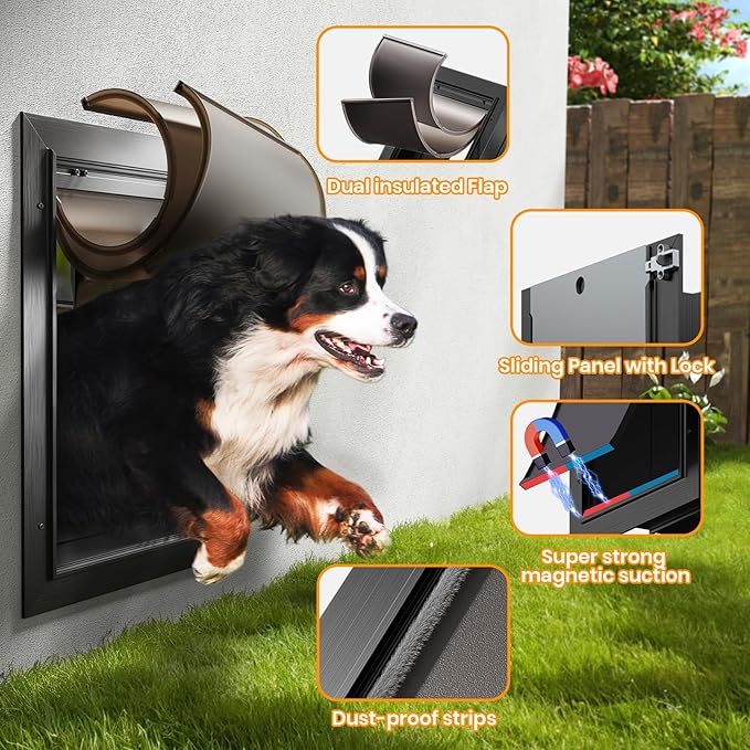 Dog Door for Wall, All Aluminum Large Doggy Door Doggie door, Pet Door Easy to - Image 3