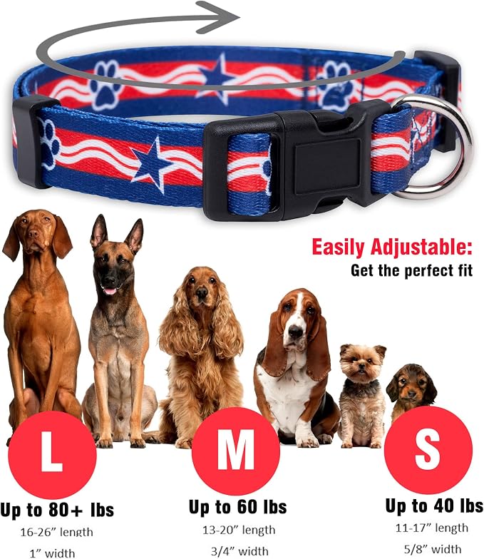 Native Pup American Flag Dog Collar- Red White and Blue- Patriotic Collars - Image 3