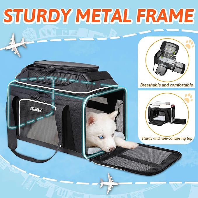 Petskd Top-Expandable Pet Carrier 17x12x8.5 Inches JetBlue Allegiant Spirit - Image 6
