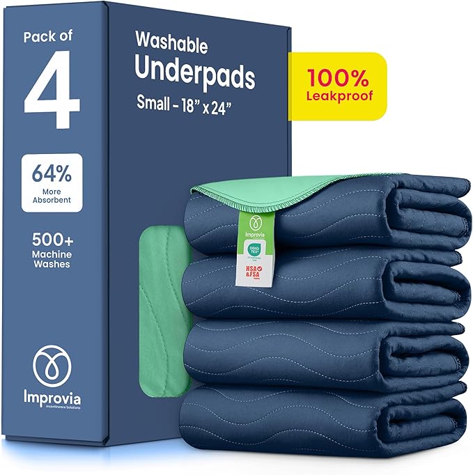 IMPROVIA® Washable Underpads, Heavy Absorbency Reusable Incontinence Pads by IMPROVIA